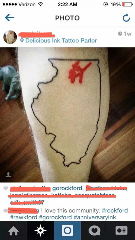 Proud Guy From The Rockford Loves Symbol and The Rockford of Illinois So Much That He Tattoed Himself a Reminder of His Love For The Rockford Hahahaha What a town!