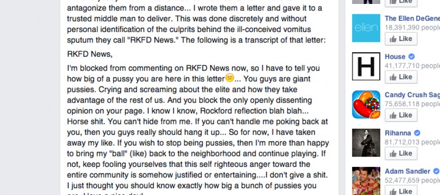 Local Cat Lover Upset With RkfdNews, Unlikes Our Facebook Page and Writes Us Letter lol